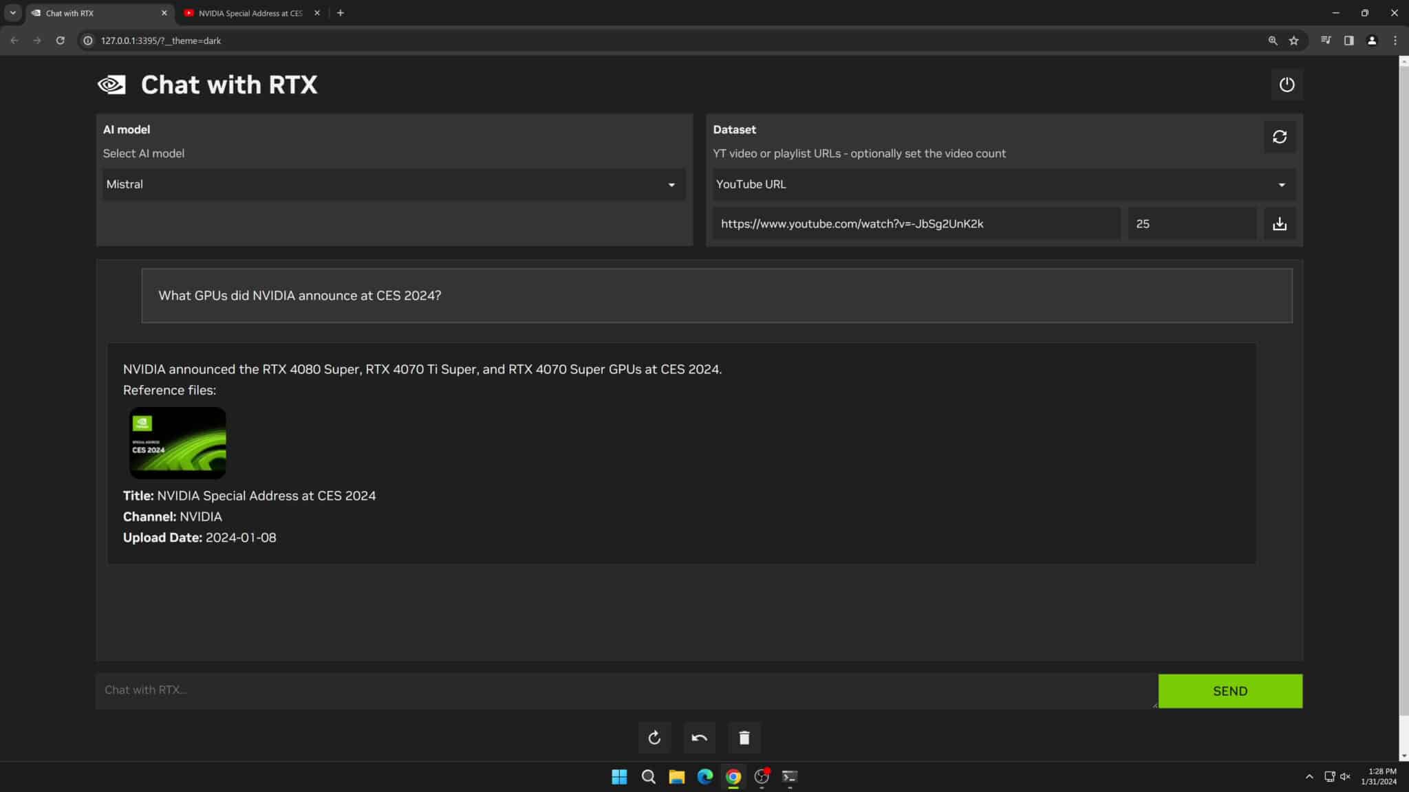 nvidia chatbot arayüzü